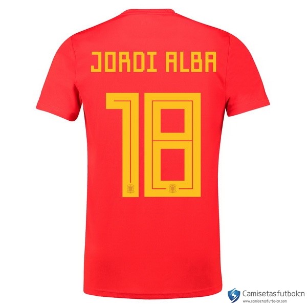 Camiseta Seleccion España Primera equipo Jordi Alba 2018 Rojo
